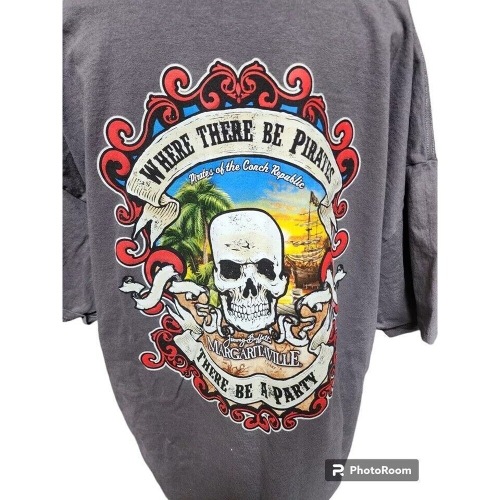 Jimmy Buffet Pirate T-Shirt Size 2X 2 Sides Vintage Gray